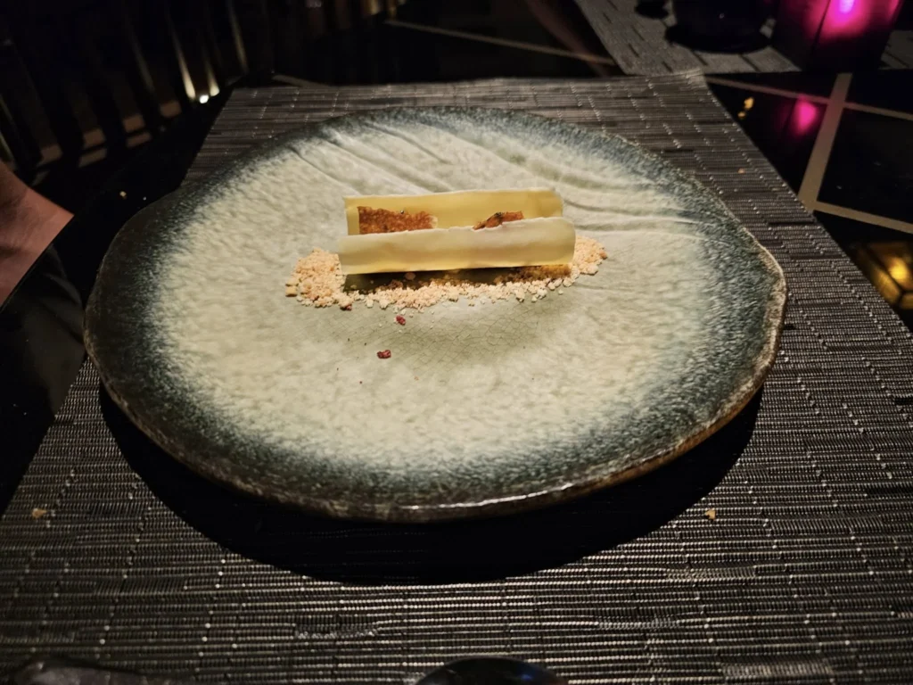 Cruising with Danny and Peter, Holland America Line, Nieuw Statendam, Bay Of Biscay History Sea Day | A scenic view of the Bay of Biscay’s deep blue waters under a partly cloudy sky, with gentle waves reflecting sunlight, alongside the elegant Dining Room of Holland America’s Nieuw Statendam, featuring white tablecloths, polished silverware, and a plate of lobster Benedict with hollandaise sauce. The World Stage theater showcases a vibrant LED screen displaying Agadir’s bustling souk with colorful spices and crafts, while the Lido Pool area glows at night with twinkling lights, where guests mingle with champagne during the Mariners Reception. The intimate Tamarind restaurant, with warm wood decor, presents a beautifully plated Penang red curry with duck, paired with a sake flight.