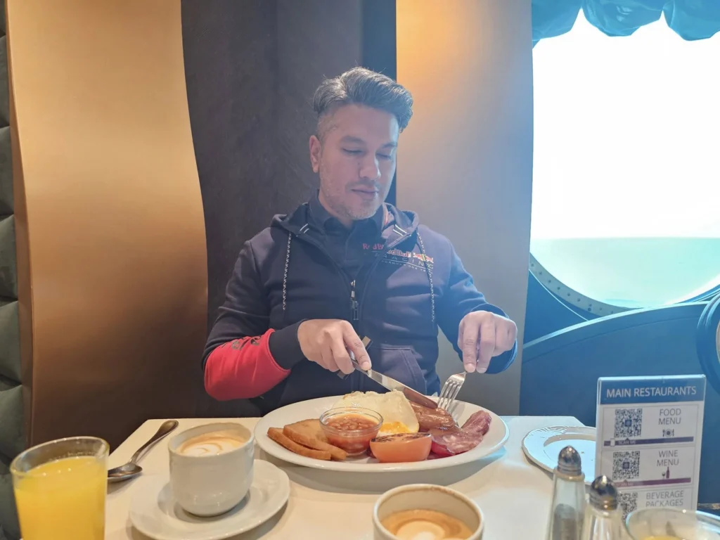 Cruising with Danny and Peter, MSC Cruises, MSC Preziosa, North Sea, Sea Day, MSC Cruises experience aboard MSC Preziosa featuring a luxurious sea day with brunch at The Golden Lobster, exclusive Voyager's Club Cocktail, elegant dinner at L'Arabesque, and the thrilling A Circus Story performance in the Platinum Theatre.