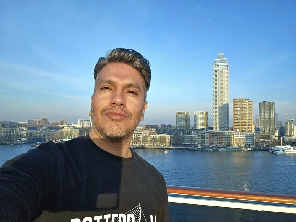 Cruising with Danny and Peter, MSC Cruises, MSC Preziosa, Rotterdam, The Netherlands, Luxury North Sea cruise experience aboard MSC Preziosa, sailing from Hamburg, Germany to Rotterdam, The Netherlands. The journey includes stunning harbor views, vibrant cityscapes, elegant onboard dining, a memorable Gala Dinner at L'Arabesque, world-class entertainment in the Platinum Theatre, and breathtaking final views of Rotterdam’s iconic landmarks like the Erasmus Bridge and SS Rotterdam. Highlights also feature luxurious amenities, scenic North Sea travel, and cultural experiences, offering a truly unforgettable European cruise adventure.