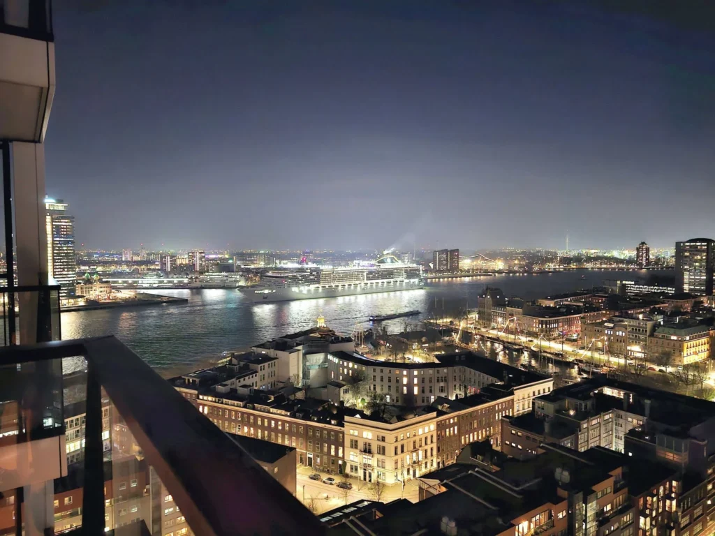 Cruising with Danny and Peter, MSC Cruises, MSC Preziosa, Rotterdam, The Netherlands, Luxury North Sea cruise experience aboard MSC Preziosa, sailing from Hamburg, Germany to Rotterdam, The Netherlands. The journey includes stunning harbor views, vibrant cityscapes, elegant onboard dining, a memorable Gala Dinner at L'Arabesque, world-class entertainment in the Platinum Theatre, and breathtaking final views of Rotterdam’s iconic landmarks like the Erasmus Bridge and SS Rotterdam. Highlights also feature luxurious amenities, scenic North Sea travel, and cultural experiences, offering a truly unforgettable European cruise adventure.