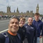 Cruising with Danny and Peter, Holland America Line, Nieuw Statendam, Dover, London, England, United Kingdom, Adventure | A vibrant collage of our Holland America Line Nieuw Statendam cruise adventure, featuring the majestic White Cliffs of Dover glowing under a sunset as the ship sails away, the iconic London Eye offering panoramic Thames views, Big Ben’s Gothic clock tower rising above the Palace of Westminster, Westminster Abbey’s intricate arches, Buckingham Palace’s gilded gates with Grenadier Guards, Tower Bridge’s Victorian towers spanning the river, St. Paul’s Cathedral’s grand dome, Leadenhall Market’s bustling Harry Potter-inspired alleys, the Nieuw Statendam docked at Dover’s historic port, and a classic black London cab navigating Trafalgar Square’s lively streets, all under a dynamic urban sky.