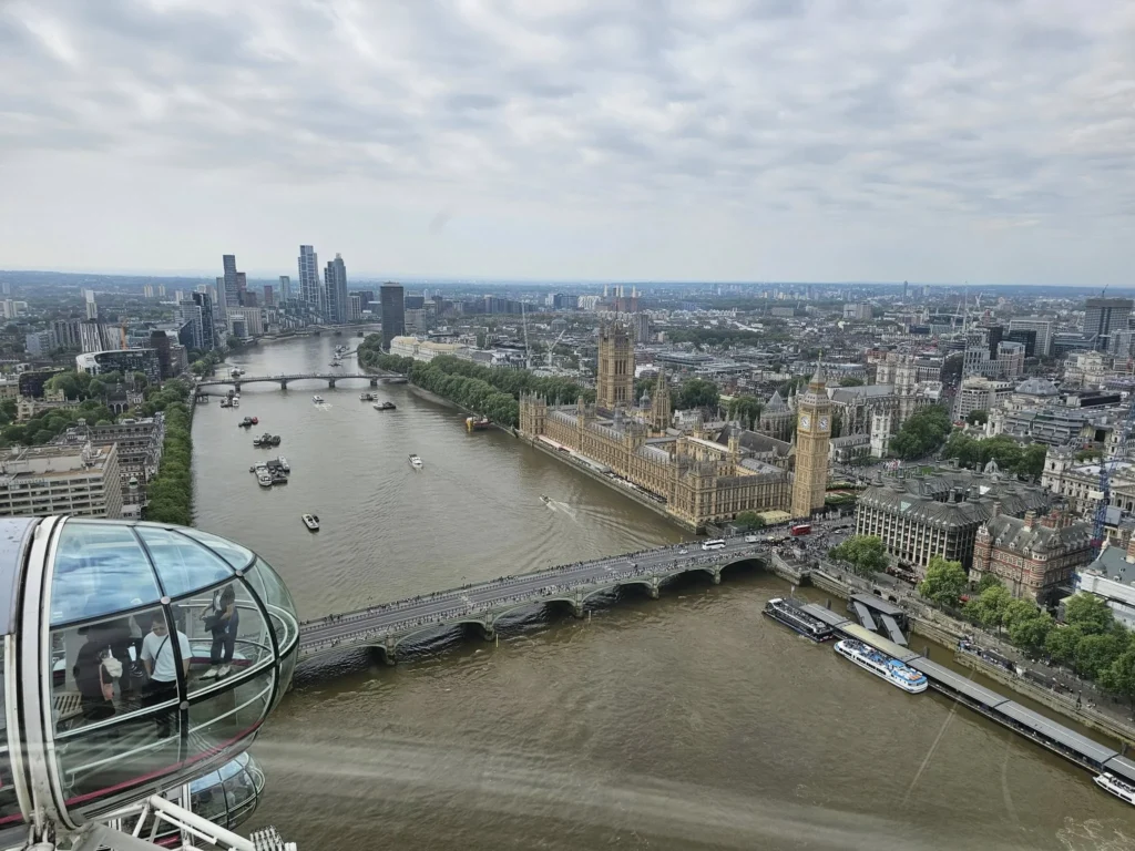 Cruising with Danny and Peter, Holland America Line, Nieuw Statendam, Dover, London, England, United Kingdom, Adventure | A vibrant collage of our Holland America Line Nieuw Statendam cruise adventure, featuring the majestic White Cliffs of Dover glowing under a sunset as the ship sails away, the iconic London Eye offering panoramic Thames views, Big Ben’s Gothic clock tower rising above the Palace of Westminster, Westminster Abbey’s intricate arches, Buckingham Palace’s gilded gates with Grenadier Guards, Tower Bridge’s Victorian towers spanning the river, St. Paul’s Cathedral’s grand dome, Leadenhall Market’s bustling Harry Potter-inspired alleys, the Nieuw Statendam docked at Dover’s historic port, and a classic black London cab navigating Trafalgar Square’s lively streets, all under a dynamic urban sky.