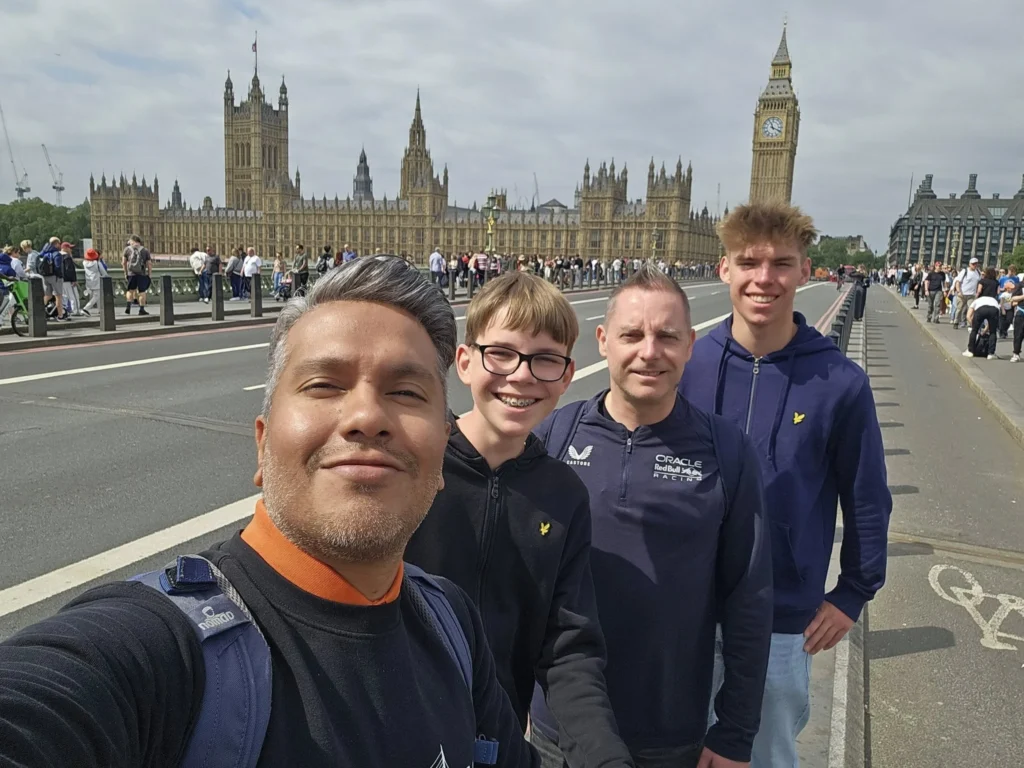 Cruising with Danny and Peter, Holland America Line, Nieuw Statendam, Dover, London, England, United Kingdom, Adventure | A vibrant collage of our Holland America Line Nieuw Statendam cruise adventure, featuring the majestic White Cliffs of Dover glowing under a sunset as the ship sails away, the iconic London Eye offering panoramic Thames views, Big Ben’s Gothic clock tower rising above the Palace of Westminster, Westminster Abbey’s intricate arches, Buckingham Palace’s gilded gates with Grenadier Guards, Tower Bridge’s Victorian towers spanning the river, St. Paul’s Cathedral’s grand dome, Leadenhall Market’s bustling Harry Potter-inspired alleys, the Nieuw Statendam docked at Dover’s historic port, and a classic black London cab navigating Trafalgar Square’s lively streets, all under a dynamic urban sky.