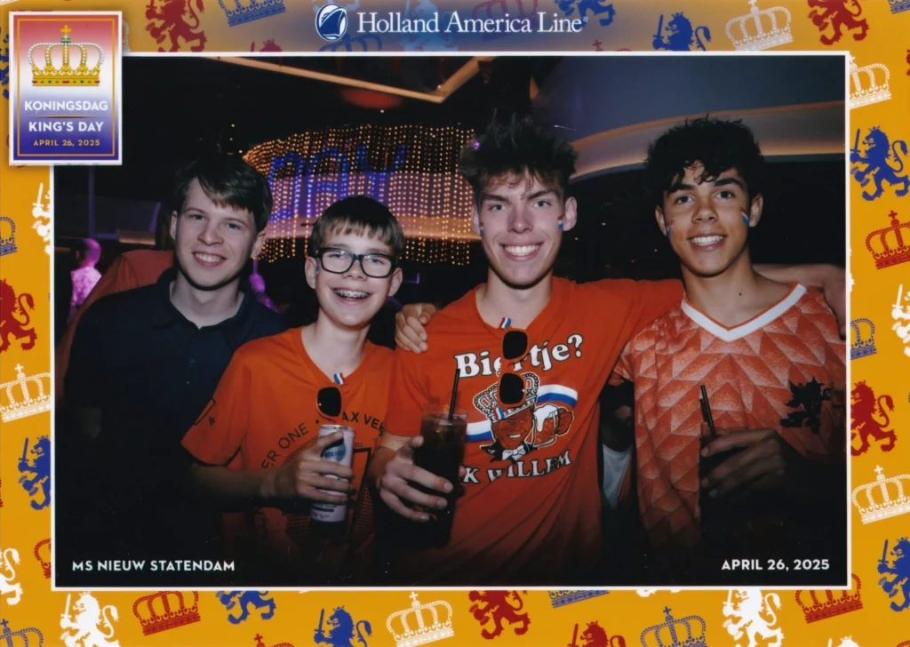 Cruising with Danny and Peter, Holland America Line, Nieuw Statendam, Rotterdam, The Netherlands, Canary Islands Adventure | A vibrant collage captures a family’s adventure on Holland America’s Nieuw Statendam during the Canary Island Enchantment cruise. The journey begins in Rotterdam, Netherlands, with the sleek ship docked against the city’s modern skyline, featuring the Erasmus Bridge. Onboard, the elegant atrium glows with Dutch-inspired decor, while the cozy Oceanview Family Cabin offers serene ocean views. The Lido Pool sparkles under the sun, and the Crow’s Nest provides panoramic vistas. In Agadir, Morocco, vibrant Souk El Had stalls overflow with colorful spices and crafts, and camel rides evoke Berber traditions. Lanzarote’s Cueva de los Verdes showcases dramatic lava tube formations, while Jameos del Agua features a surreal volcanic cave with a turquoise lake. Tenerife’s Anaga Rural Park displays misty laurel forests, and Playa de las Teresitas glows with golden sands. In Funchal, Madeira, a trike tour winds through banana fields, with Cabo Girão’s glass skywalk offering stunning cliff views. Porto’s rainy Ribeira District shines with colorful buildings and azulejo tiles at São Bento Station. In London, a black cab tour passes the iconic Tower Bridge and Buckingham Palace. The cruise ends with a serene sail-away past Dover’s White Cliffs, followed by a heartfelt family reunion in Rotterdam’s Zalmhaventoren apartment, with the city’s skyline in the background.