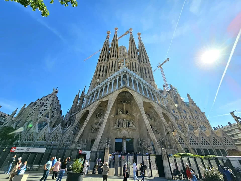 Cruising with Danny and Peter, Holland America Line, Nieuw Statendam, Barcelona, Spain | Family reunion at Barcelona port with loved ones, exploring the Sagrada Familia's stunning facade, enjoying a relaxing Sitges beach day, and dining together on the MS Nieuw Statendam during a memorable Mediterranean family adventure.