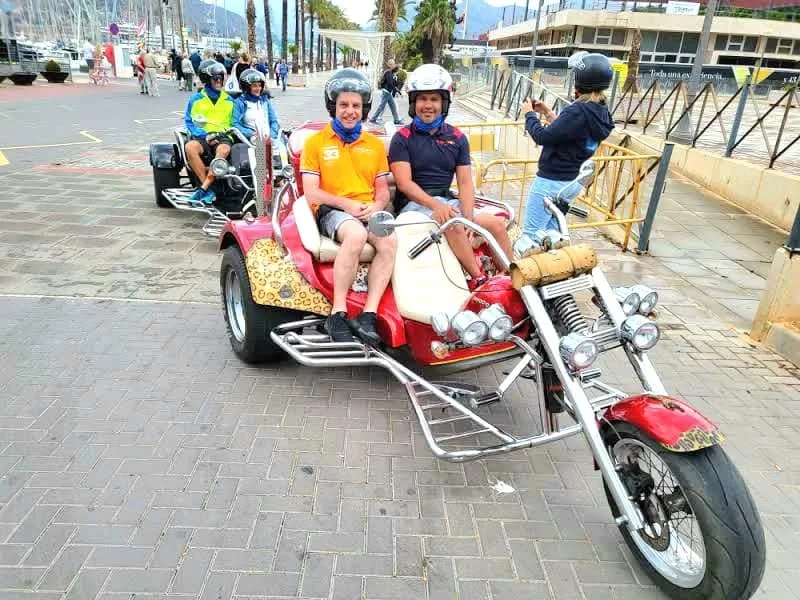 Cruising with Danny and Peter, Holland America Line, Nieuw Statendam, Cartagena, Spain | Experience unforgettable Cartagena Spain cruise adventures with Holland America, featuring an exciting trike tour through historic streets, a leisurely bike ride along the scenic Mediterranean waterfront, and luxurious dining at Sel de Mer Restaurant, showcasing exquisite seafood dishes and an elegant evening gala dinner.