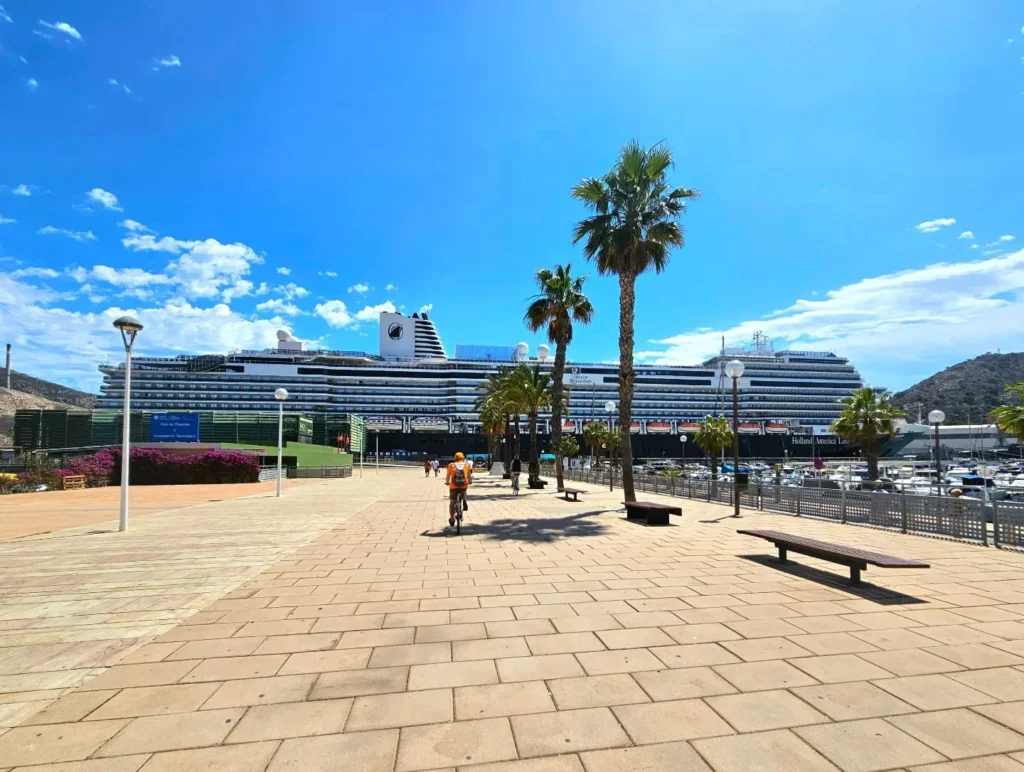 Cruising with Danny and Peter, Holland America Line, Nieuw Statendam, Cartagena, Spain | Experience unforgettable Cartagena Spain cruise adventures with Holland America, featuring an exciting trike tour through historic streets, a leisurely bike ride along the scenic Mediterranean waterfront, and luxurious dining at Sel de Mer Restaurant, showcasing exquisite seafood dishes and an elegant evening gala dinner.
