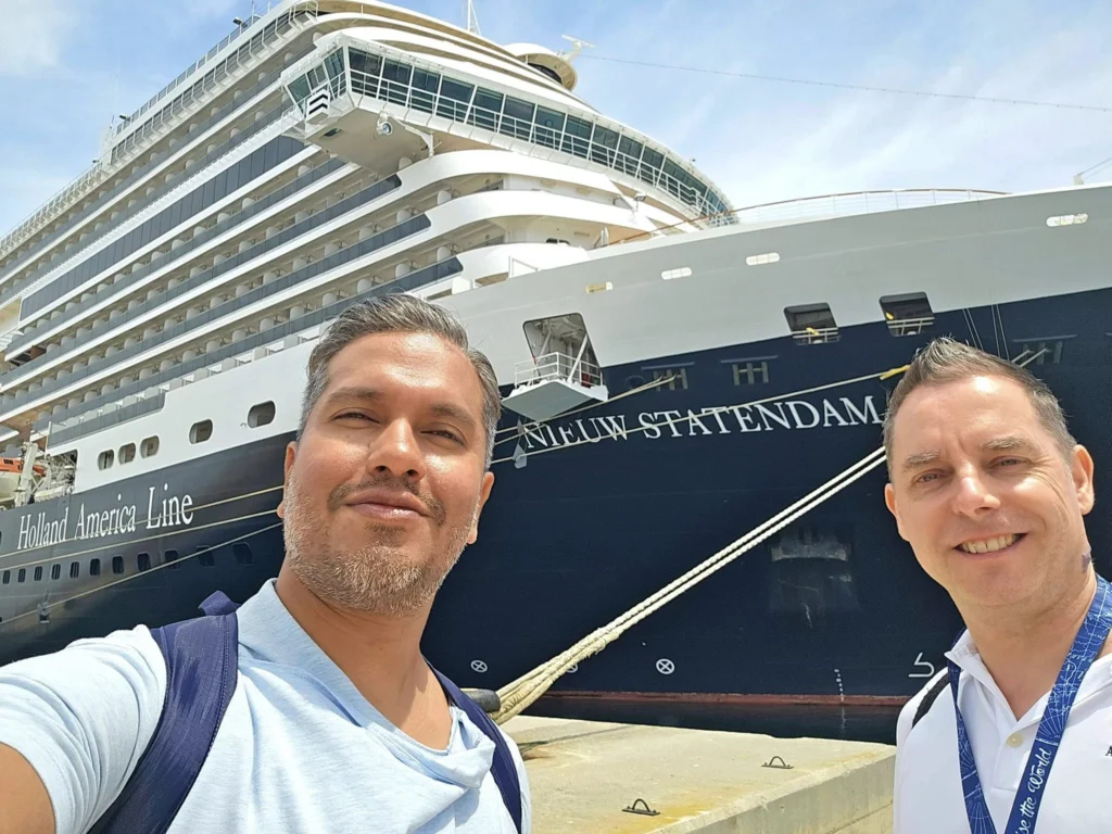 Cruising with Danny and Peter, Holland America Line, Nieuw Statendam, Ceuta, Spanish Morocco, Spain | Travelers on a Ceuta Heritage Tour with Holland America Line explore the historic Royal Walls and enjoy breathtaking panoramic views, while savoring North African dishes at Cafeteria Rotterdam during their Mediterranean culinary journey.