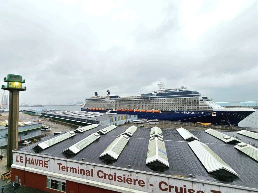Cruising with Danny and Peter, Holland America Line, Nieuw Statendam, Le Havre, Paris, France | MS Nieuw Statendam docked in Le Havre port, capturing the start of a scenic Holland America cruise through Le Havre and Rouen, highlighting Normandy's coastal beauty.
