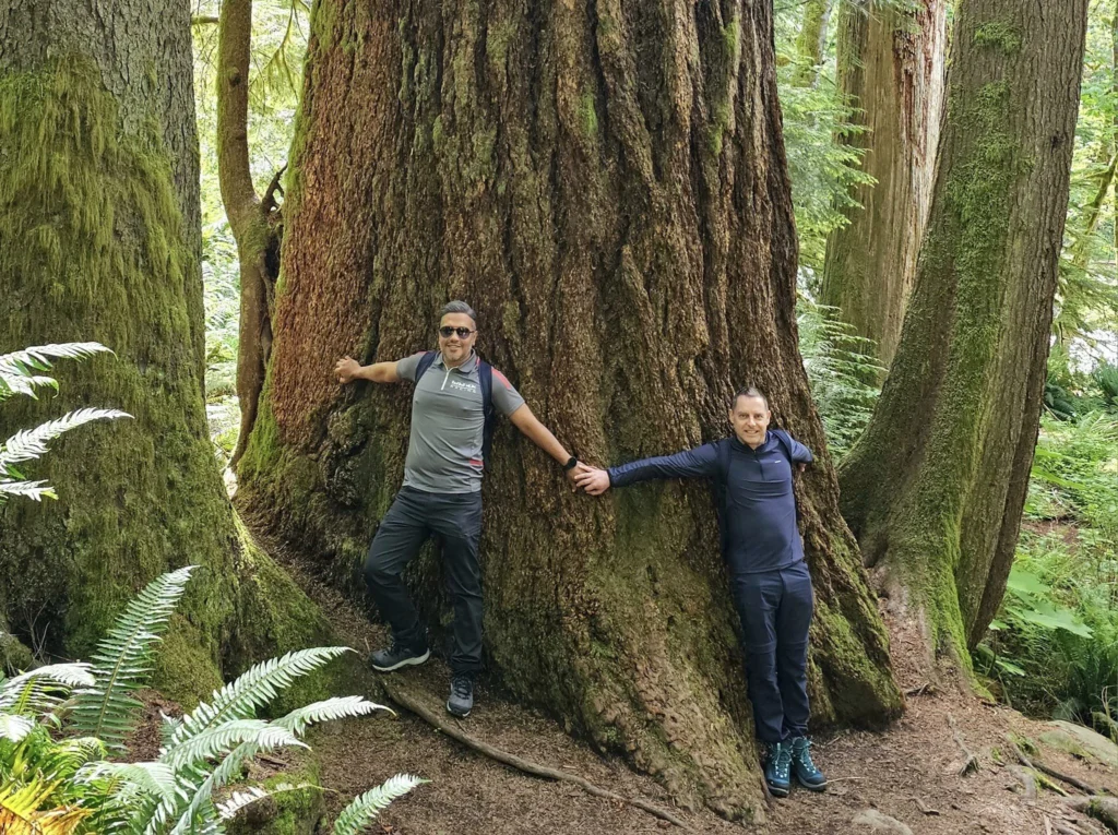 Cruising with Danny and Peter, Holland America Line, Westerdam, Seattle, Washington, United States, Day Trip Waterfalls History | A vibrant collage captures a day in Seattle’s Pacific Northwest Waterfalls Tour, showcasing Pike Place Market’s bustling scene with fishmongers tossing salmon and colorful flower stalls under the iconic red neon sign, set against Puget Sound’s waterfront; Twin Falls cascading over mossy cliffs into a misty pool, surrounded by old-growth evergreens in Olallie State Park, with sunlight filtering through the canopy; North Bend’s retro Twin Peaks diner with its glowing neon sign and quaint main street, framed by rolling hills and the Cascade Mountains; the majestic 270-foot Snoqualmie Falls roaring into a misty pool, with rainbows shimmering in the sunlight and a wooden viewing platform overlooking the lush Snoqualmie Valley; Snoqualmie’s historic district, featuring the Northwest Railway Museum’s vintage locomotives and charming shops lined with old-fashioned street lamps; Borst Lake’s serene waters reflecting Mount Si’s snow-capped peak, with a heron at the edge and evergreen forests under a soft morning mist; and the Museum of Flight’s sleek Concorde and Air Force One jets displayed in a spacious hangar, alongside interactive simulators and a replica of the International Space Station, showcasing Seattle’s aviation heritage.