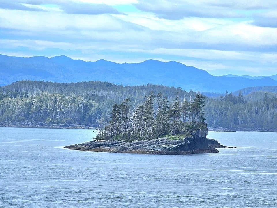 Cruising with Danny and Peter, Holland America Line, Westerdam, Inside Passage, Alaska, United States | Westerdam luxury cruise ship sailing through the Inside Passage, with majestic glaciers and dramatic landscapes in view. The image features an elegant stateroom with a spacious veranda, offering panoramic scenery, and highlights gourmet dining and an informative lecture by onboard naturalists, showcasing the comprehensive luxury and educational experience of the cruise.
