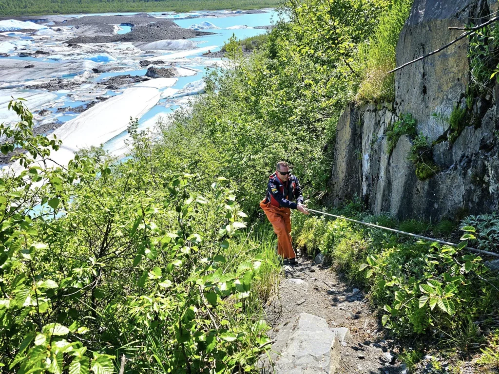 Cruising with Danny and Peter, Holland America Line, Westerdam, Prince William Sound, Valdez, Alaska, United States | A serene panorama of Prince William Sound at dawn, with the luxurious Westerdam cruise ship gliding through calm waters, surrounded by snow-capped mountains and glowing glaciers under a soft pink sky. Humpback whales breach the surface, their tails splashing against the reflective water, while sea otters float playfully in kelp beds and a bald eagle soars overhead. In Valdez Glacier Lake, vibrant blue icebergs drift peacefully, with kayakers in colorful kayaks paddling through the icy maze, dwarfed by the towering Valdez Glacier’s rugged ice face in the background. The Westerdam’s elegant deck features passengers enjoying a gourmet breakfast with panoramic views of the Alaskan wilderness, capturing the harmonious blend of luxury and nature.