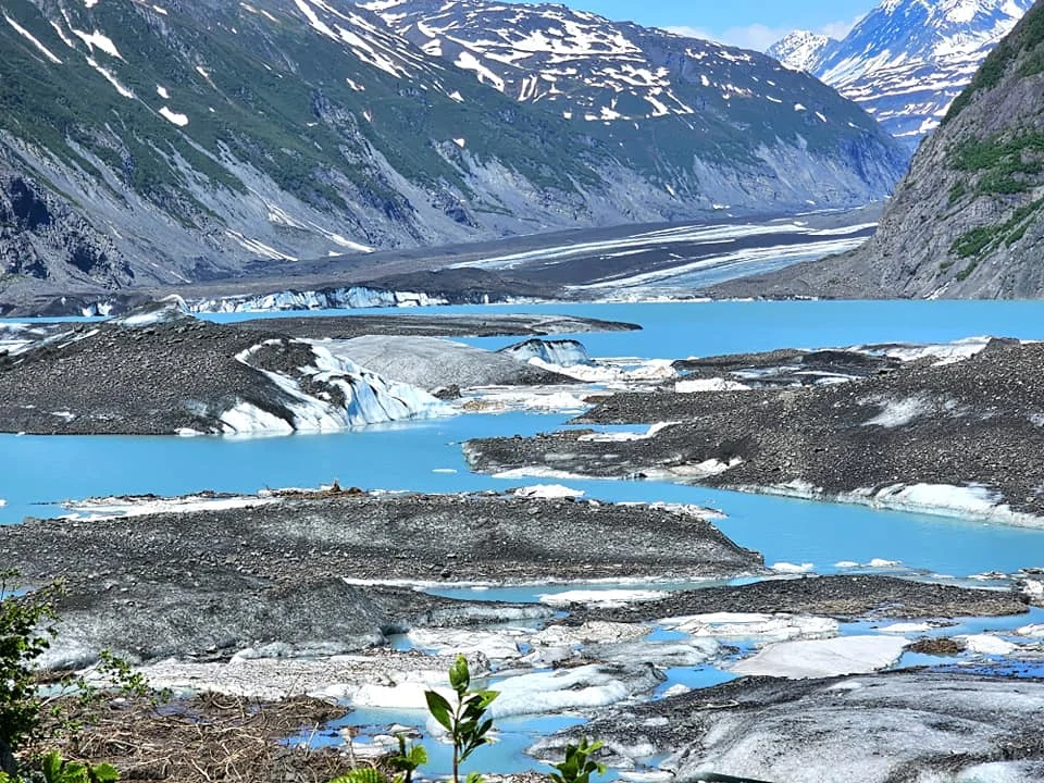 Cruising with Danny and Peter, Holland America Line, Westerdam, Prince William Sound, Valdez, Alaska, United States | A serene panorama of Prince William Sound at dawn, with the luxurious Westerdam cruise ship gliding through calm waters, surrounded by snow-capped mountains and glowing glaciers under a soft pink sky. Humpback whales breach the surface, their tails splashing against the reflective water, while sea otters float playfully in kelp beds and a bald eagle soars overhead. In Valdez Glacier Lake, vibrant blue icebergs drift peacefully, with kayakers in colorful kayaks paddling through the icy maze, dwarfed by the towering Valdez Glacier’s rugged ice face in the background. The Westerdam’s elegant deck features passengers enjoying a gourmet breakfast with panoramic views of the Alaskan wilderness, capturing the harmonious blend of luxury and nature.