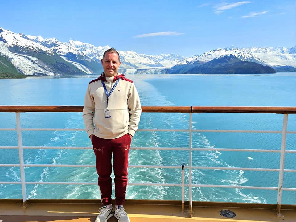 Cruising with Danny and Peter, Holland America Line, Westerdam, College Fjord, Harvard Glacier, Alaska, United States | Westerdam cruise ship sailing through College Fjord, Alaska, with the majestic Harvard Glacier in the background, showcasing stunning icy landscapes and unspoiled wilderness.
