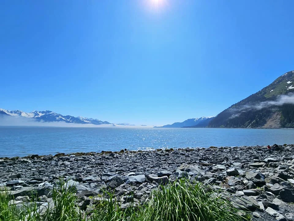 Cruising with Danny and Peter, Holland America Line, Westerdam, Seward, Alaska, United States | A panoramic view of Seward Harbor with rugged cliffs and serene waters, capturing Alaska's wilderness on a photography adventure. Travelers document vibrant wildflowers and snow-capped peaks in Chugach National Forest during an Alaska wilderness cruise. Historical remnants of the 1890 Gold Rush in Seward, including old mining equipment in lush alpine meadows, offer perfect scenes for photography enthusiasts. A majestic bald eagle soars over the tranquil waters of Seward Harbor, while senior-friendly guided tours explore accessible trails amidst stunning natural landscapes.