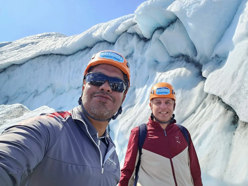 Cruising with Danny and Peter, Holland America Line, Westerdam, Anchorage, Alaska, United States | Experience the Matanuska Glacier Tour with stunning views of the glacier’s vast ice formations, an all-terrain vehicle ride, thrilling glacier hikes, and the unique refreshment of drinking crystal-clear glacial water, all complemented by stops at charming local eateries offering authentic Alaskan cuisine.