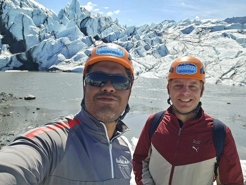 Cruising with Danny and Peter, Holland America Line, Westerdam, Anchorage, Alaska, United States | Experience the Matanuska Glacier Tour with stunning views of the glacier’s vast ice formations, an all-terrain vehicle ride, thrilling glacier hikes, and the unique refreshment of drinking crystal-clear glacial water, all complemented by stops at charming local eateries offering authentic Alaskan cuisine.