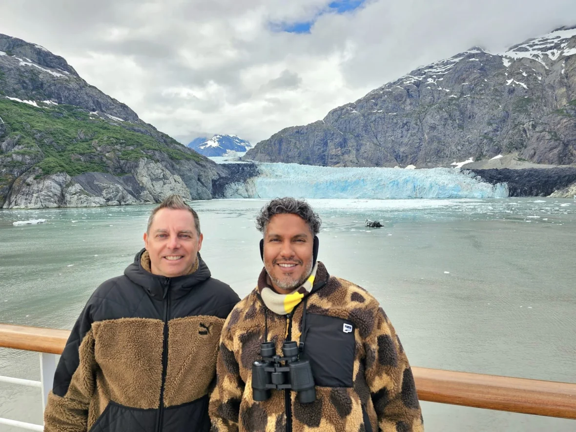 Cruising with Danny and Peter, Holland America Line, Westerdam, Glacier Bay, Alaska, United States | Westerdam cruise ship sailing through Glacier Bay on the Alaska Arctic Circle Solstice Cruise, showcasing stunning glaciers, snow-capped mountains, and diverse wildlife.