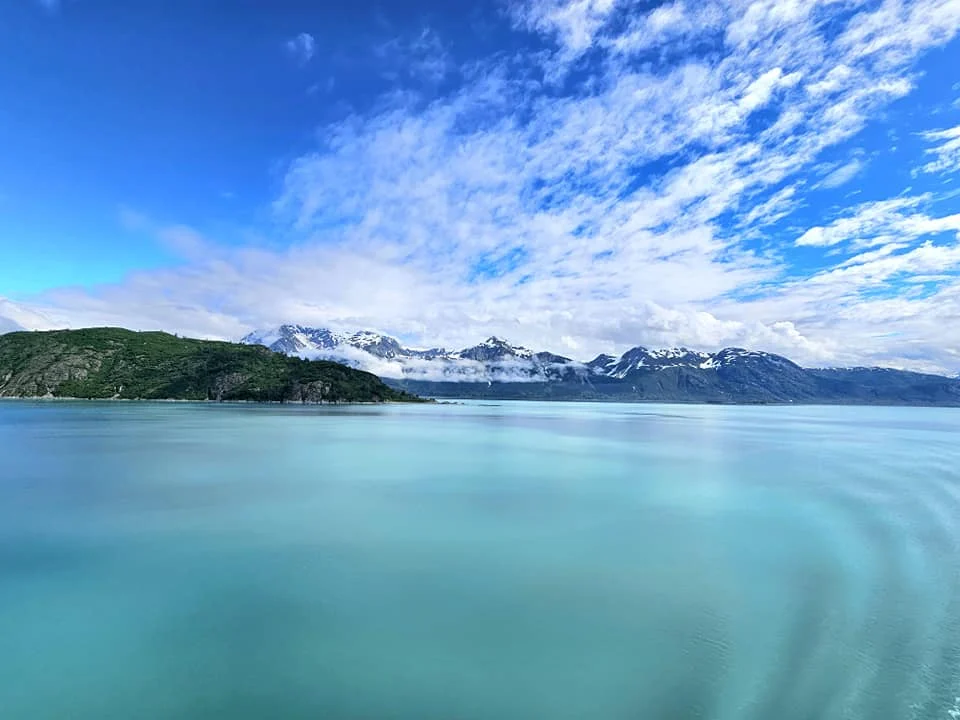 Cruising with Danny and Peter, Holland America Line, Westerdam, Glacier Bay, Alaska, United States | Westerdam cruise ship sailing through Glacier Bay on the Alaska Arctic Circle Solstice Cruise, showcasing stunning glaciers, snow-capped mountains, and diverse wildlife.