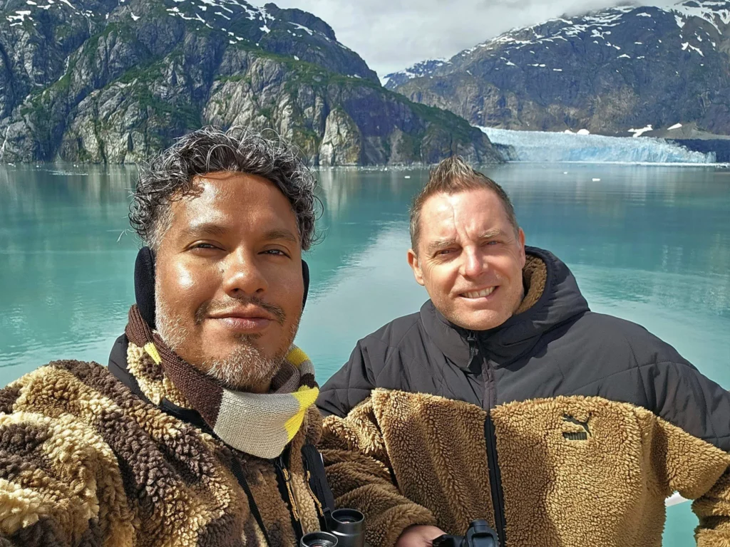 Cruising with Danny and Peter, Holland America Line, Westerdam, Glacier Bay, Alaska, United States | Westerdam cruise ship sailing through Glacier Bay on the Alaska Arctic Circle Solstice Cruise, showcasing stunning glaciers, snow-capped mountains, and diverse wildlife.