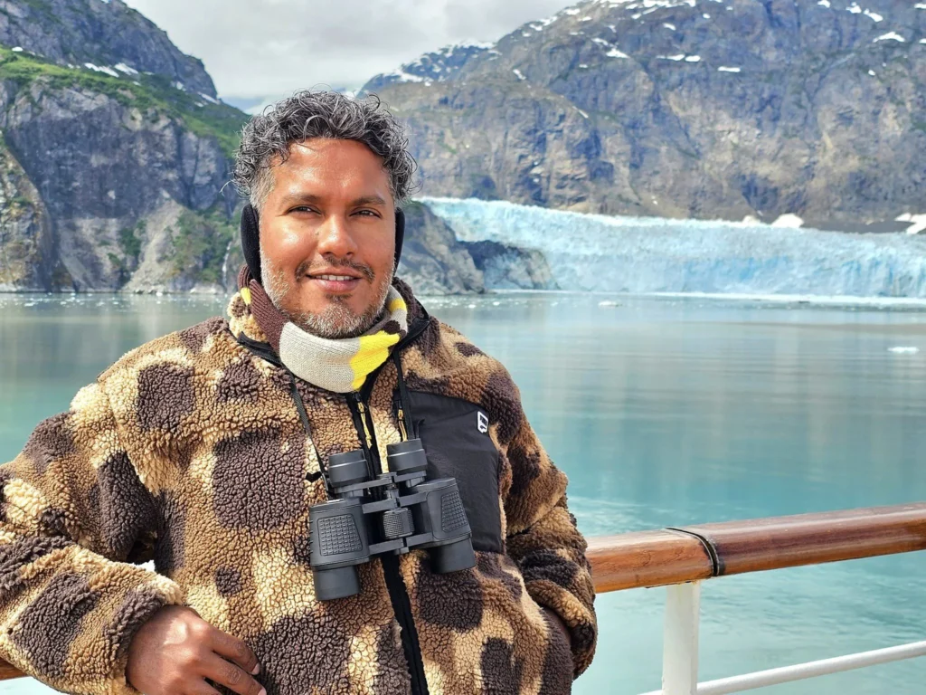 Cruising with Danny and Peter, Holland America Line, Westerdam, Glacier Bay, Alaska, United States | Westerdam cruise ship sailing through Glacier Bay on the Alaska Arctic Circle Solstice Cruise, showcasing stunning glaciers, snow-capped mountains, and diverse wildlife.