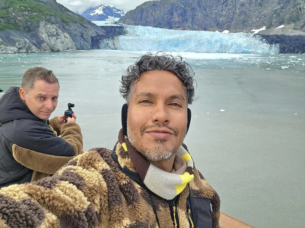 Cruising with Danny and Peter, Holland America Line, Westerdam, Glacier Bay, Alaska, United States | Westerdam cruise ship sailing through Glacier Bay on the Alaska Arctic Circle Solstice Cruise, showcasing stunning glaciers, snow-capped mountains, and diverse wildlife.