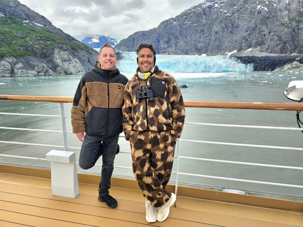 Cruising with Danny and Peter, Holland America Line, Westerdam, Glacier Bay, Alaska, United States | Westerdam cruise ship sailing through Glacier Bay on the Alaska Arctic Circle Solstice Cruise, showcasing stunning glaciers, snow-capped mountains, and diverse wildlife.