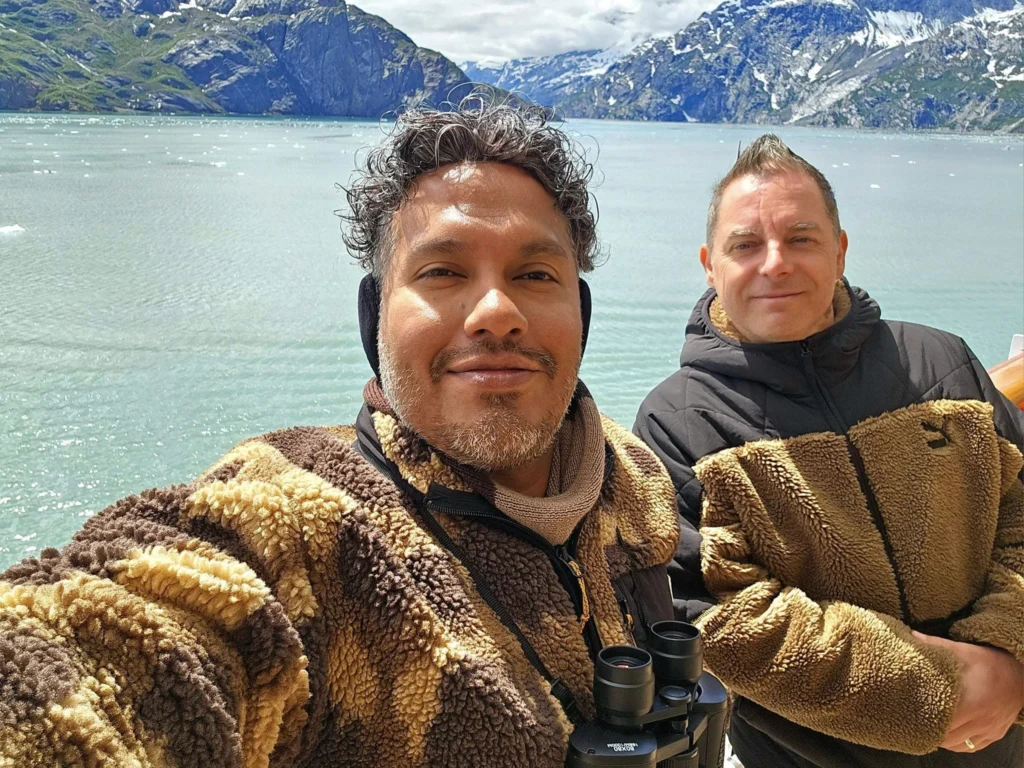 Cruising with Danny and Peter, Holland America Line, Westerdam, Glacier Bay, Alaska, United States | Westerdam cruise ship sailing through Glacier Bay on the Alaska Arctic Circle Solstice Cruise, showcasing stunning glaciers, snow-capped mountains, and diverse wildlife.