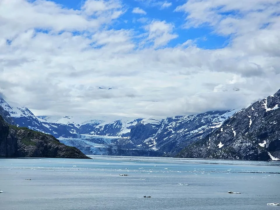 Cruising with Danny and Peter, Holland America Line, Westerdam, Glacier Bay, Alaska, United States | Westerdam cruise ship sailing through Glacier Bay on the Alaska Arctic Circle Solstice Cruise, showcasing stunning glaciers, snow-capped mountains, and diverse wildlife.