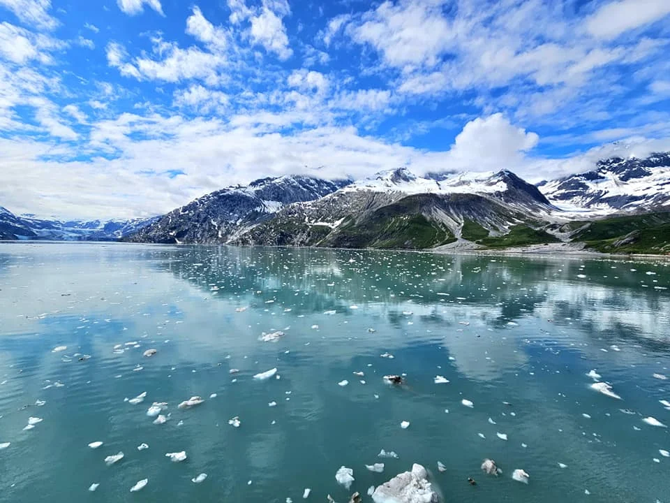 Cruising with Danny and Peter, Holland America Line, Westerdam, Glacier Bay, Alaska, United States | Westerdam cruise ship sailing through Glacier Bay on the Alaska Arctic Circle Solstice Cruise, showcasing stunning glaciers, snow-capped mountains, and diverse wildlife.