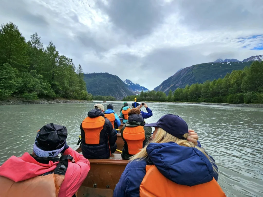 Cruising with Danny and Peter, Holland America Line, Westerdam, Haines (Skagway), Alaska, United States | Westerdam ship navigating Alaskan fjords, with views of Davidson Glacier and wildlife sightings during the Arctic Circle cruise. Includes images of exploring Haines Sheldon Museum, canoeing towards the glacier, and the forest walk to Glacier Point.