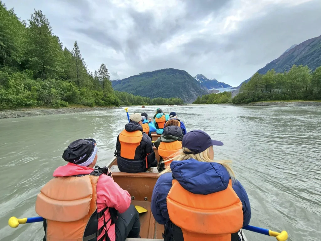 Cruising with Danny and Peter, Holland America Line, Westerdam, Haines (Skagway), Alaska, United States | Westerdam ship navigating Alaskan fjords, with views of Davidson Glacier and wildlife sightings during the Arctic Circle cruise. Includes images of exploring Haines Sheldon Museum, canoeing towards the glacier, and the forest walk to Glacier Point.