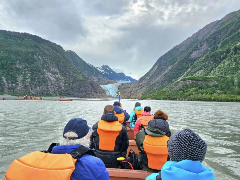 Cruising with Danny and Peter, Holland America Line, Westerdam, Haines (Skagway), Alaska, United States | Westerdam ship navigating Alaskan fjords, with views of Davidson Glacier and wildlife sightings during the Arctic Circle cruise. Includes images of exploring Haines Sheldon Museum, canoeing towards the glacier, and the forest walk to Glacier Point.
