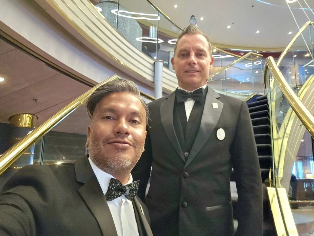 Cruising with Danny and Peter, Holland America Line, Westerdam, Sea Day, Tracy Arm, Alaska, United States | Elegant dining setup at the Mariners Lunch aboard the Holland America Westerdam Alaska cruise, showcasing luxury cruise dining and stunning sea views.
