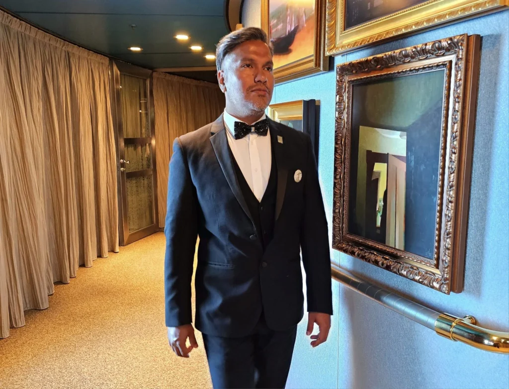 Cruising with Danny and Peter, Holland America Line, Westerdam, Sea Day, Tracy Arm, Alaska, United States | Elegant dining setup at the Mariners Lunch aboard the Holland America Westerdam Alaska cruise, showcasing luxury cruise dining and stunning sea views.