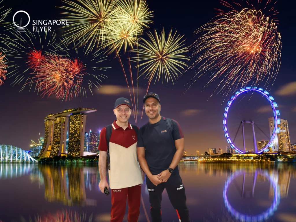 Cruising with Danny and Peter, Holland America Line, Westerdam, Singapore | View of Singapore's skyline from the Singapore Flyer during a spectacular adventure, showcasing iconic landmarks and vibrant cityscapes.