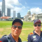 Cruising with Danny and Peter, Holland America Line, Westerdam, Singapore | Singapore bike tour through vibrant cityscapes with historic Chinatown and modern Orchard Road, ending with the Marina Bay water and light show featuring the Marina Bay Sands light display and stunning fountain show.