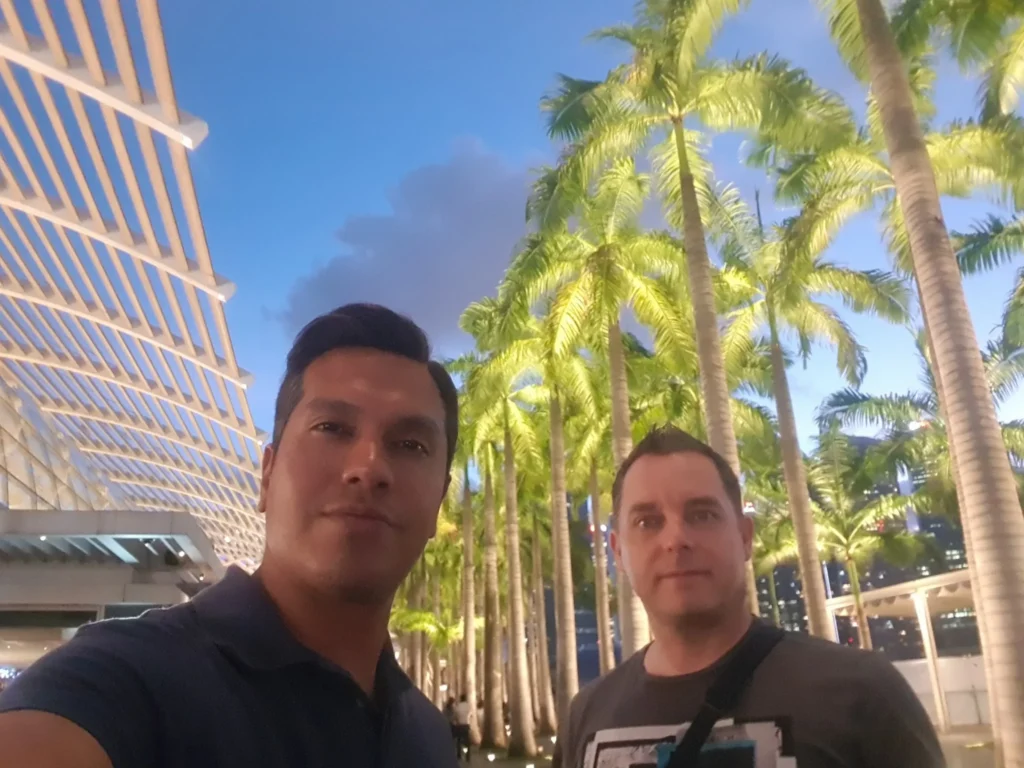 Cruising with Danny and Peter, Holland America Line, Westerdam, Singapore | Singapore bike tour through vibrant cityscapes with historic Chinatown and modern Orchard Road, ending with the Marina Bay water and light show featuring the Marina Bay Sands light display and stunning fountain show.