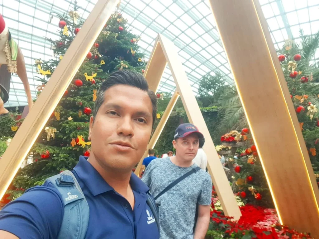 Cruising with Dannay and Peter, Holland America Line, Westerdam, Singapore | Image of Gardens by the Bay's Supertree Grove, Flower Dome Singapore, Cloud Forest Dome, and Changi Airport Jewel with Rain Vortex showcasing Singapore Gardens highlights.
