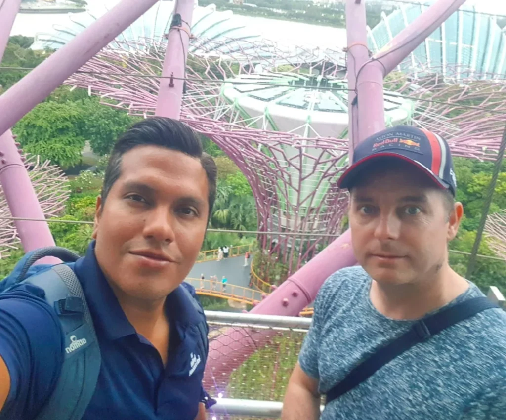 Cruising with Dannay and Peter, Holland America Line, Westerdam, Singapore | Image of Gardens by the Bay's Supertree Grove, Flower Dome Singapore, Cloud Forest Dome, and Changi Airport Jewel with Rain Vortex showcasing Singapore Gardens highlights.