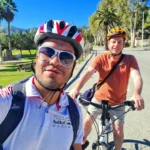 Cruising with Danny and Peter, Holland America Line, Koningsdam, Avalon, California, United States | Scenic Avalon Biking Adventures showcasing coastal views, cyclists on charming trails, Wrigley Memorial Gardens, and Catalina Island landscapes on an island biking tour.