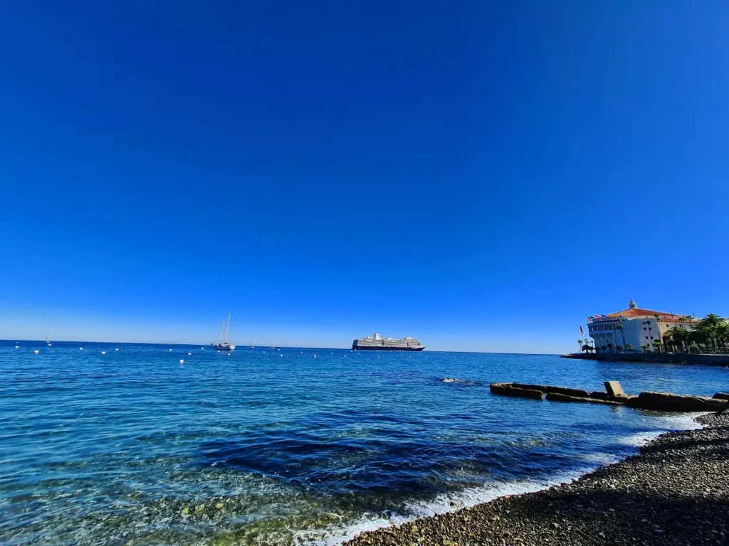 Cruising with Danny and Peter, Holland America Line, Koningsdam, Avalon, California, United States | Scenic Avalon Biking Adventures showcasing coastal views, cyclists on charming trails, Wrigley Memorial Gardens, and Catalina Island landscapes on an island biking tour.