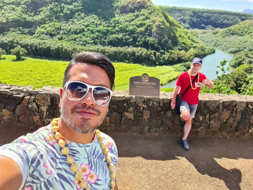 Cruising with Danny and Peter, Holland America Line, Koningsdam, Nawiliwili, Kauai, Hawaii, United States | Scenic views from the Nawiliwili Plantation Railway showcasing lush landscapes of Kauai, tropical fruit plantations, and historic plantation architecture, capturing the essence of a Hawaiian plantation experience.