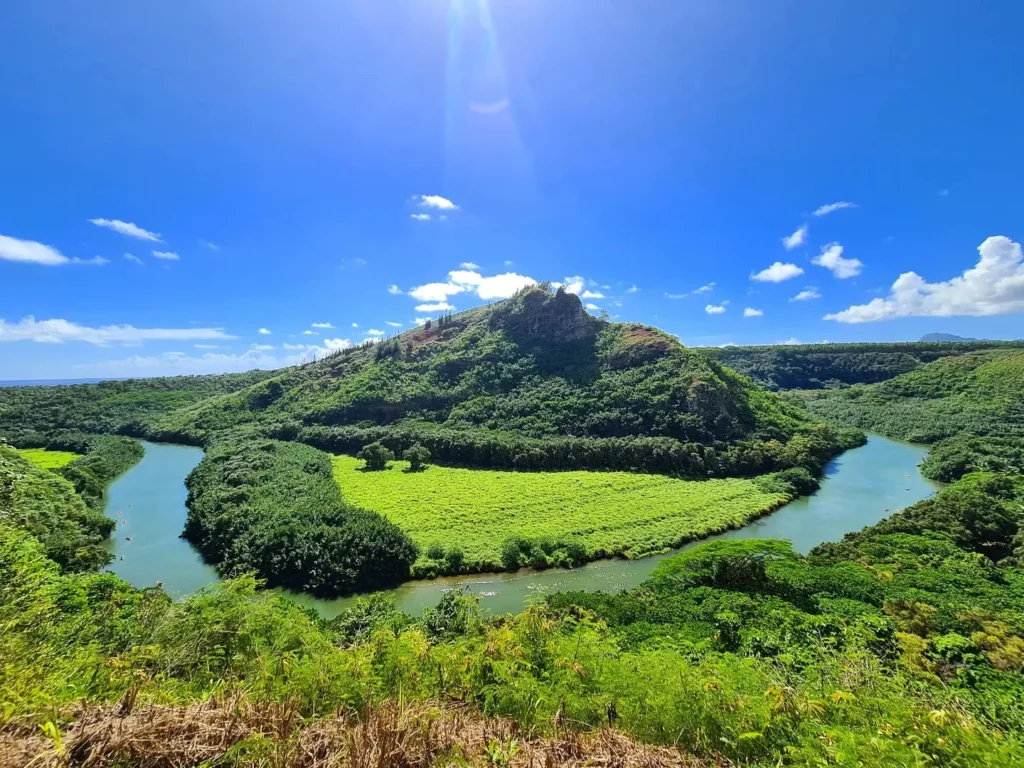 Cruising with Danny and Peter, Holland America Line, Koningsdam, Nawiliwili, Kauai, Hawaii, United States | Scenic views from the Nawiliwili Plantation Railway showcasing lush landscapes of Kauai, tropical fruit plantations, and historic plantation architecture, capturing the essence of a Hawaiian plantation experience.