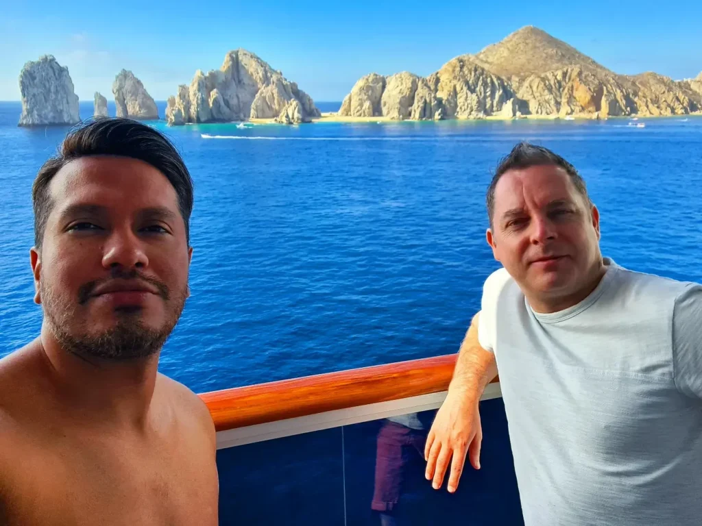 Cruising with Danny and Peter, Holland America Line, Koningsdam. Cabo San Lucas, Mexico | A scenic Cabo San Lucas Sailing adventure showcasing the stunning coastline, vibrant beaches, luxurious yacht charter, and breathtaking sunset views on a Cabo San Lucas boat tour, perfect for a memorable Cabo coastal adventure and Pacific Ocean sailing Cabo experience.