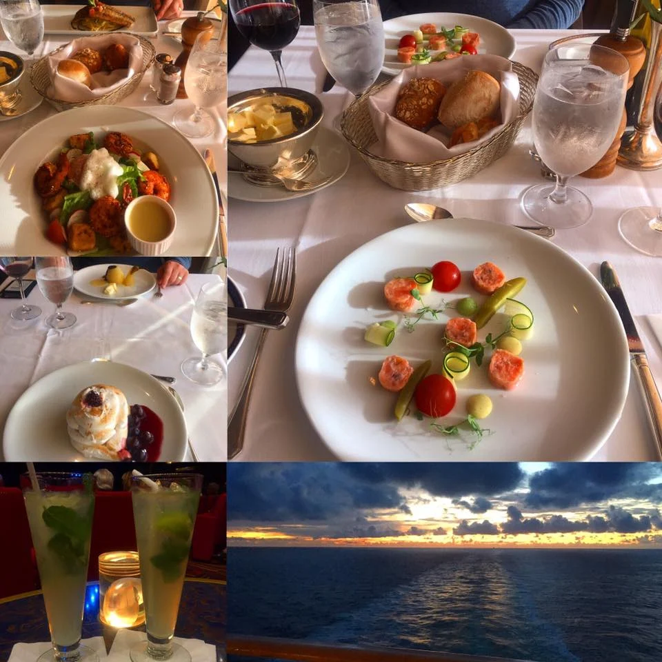 Cruising with Danny and Peter, Holland America Line, Zuiderdam, North Sea, Sea Day | Dinner with gourmet dishes, and a yoga class on deck with panoramic Baltic Sea views.