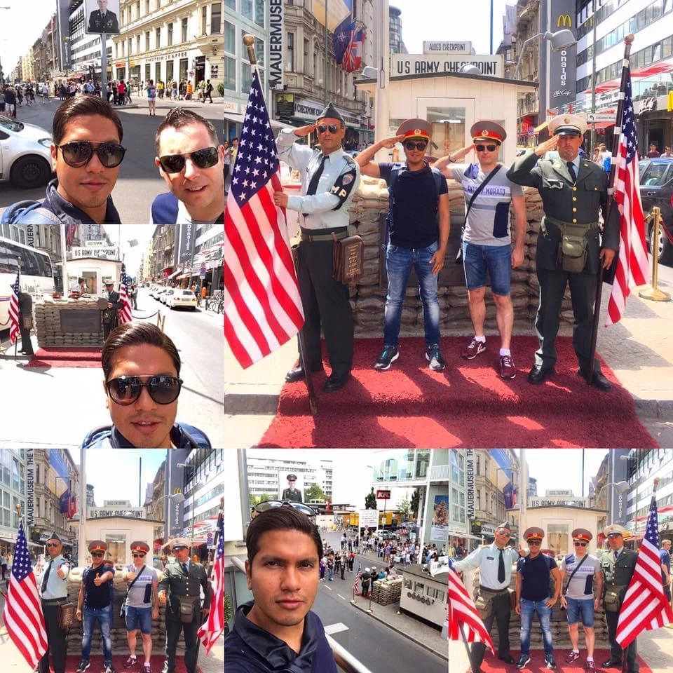 Embarking on an Exclusive Berlin Day Trip from Rostock on Holland America Line 6 Cruising with Danny and Peter, Holland America Line, Zuiderdam, Rostock, Berlin, Germany | Private train journey from Rostock to Berlin featuring scenic German countryside views; exploring Berlin's historical landmarks including Checkpoint Charlie and Brandenburg Gate on an exclusive day trip with Holland America Line.