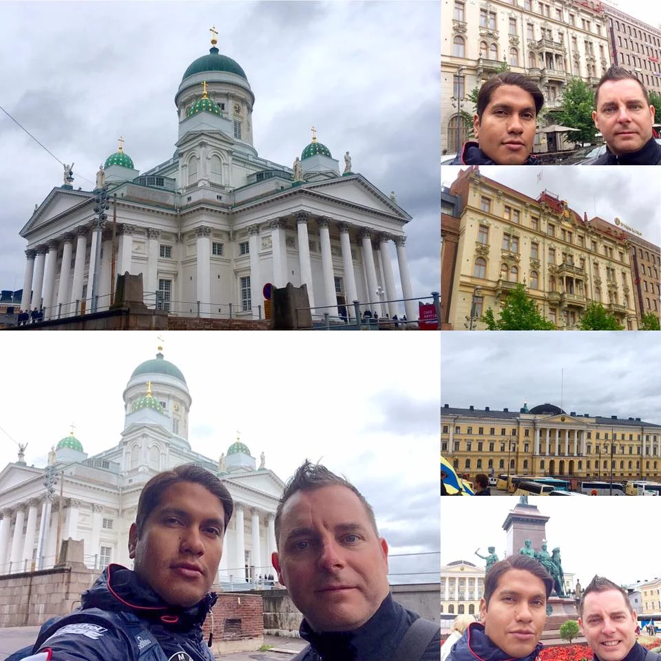 Cruising with Danny and Peter, Holland America Line, Zuiderdam, Helsinki, Finland | Stunning view of Helsinki's Market Square bustling with visitors and local vendors during our Baltic Cruise, showcasing vibrant Finnish delicacies and handicrafts. The iconic Helsinki Cathedral stands majestically in the background, with its pristine white façade and domes reflecting the city's architectural grandeur. Images of the unique Temppeliaukio Church carved into solid rock, highlighting its serene atmosphere and natural acoustics, further illustrate our Baltic region exploration.