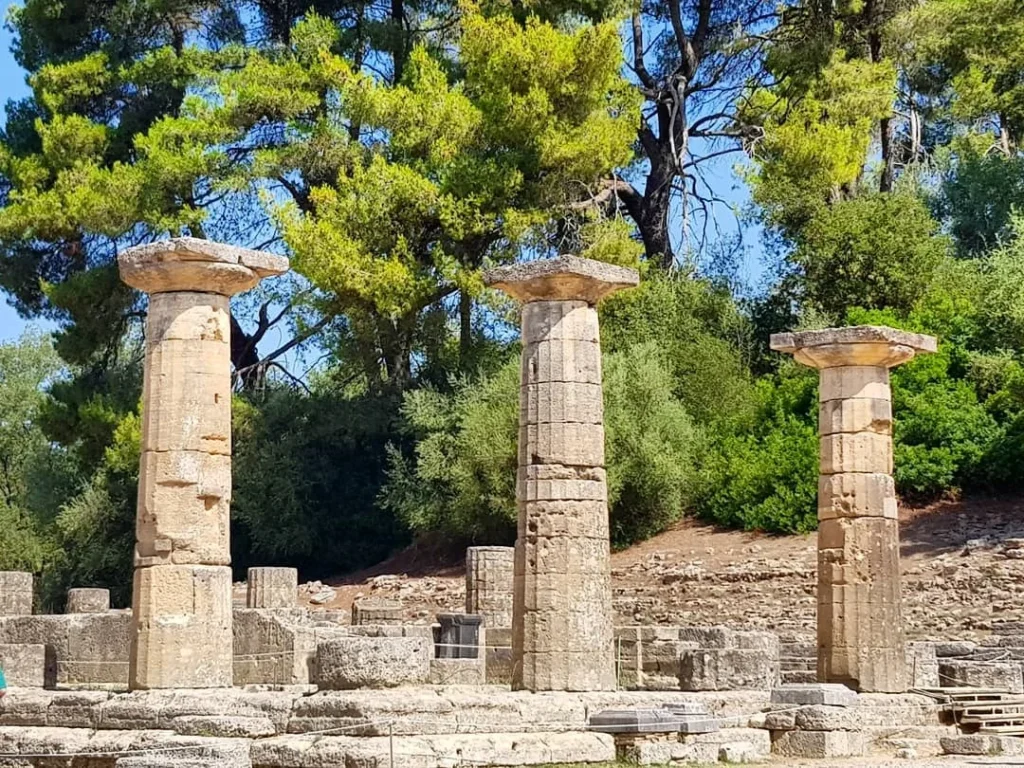 Cruising with Danny and Peter, Holland America Line, Koningsdam, Katakolon, Olympia, Greece | View of Ancient Olympia landmarks during the Katakolon Ancient Olympia Tour, featuring historic ruins and Olympic Games heritage, followed by Sel de Mer seafood dining on a luxurious day trip from Katakolon to Olympia, showcasing Greek cultural exploration and culinary delights.