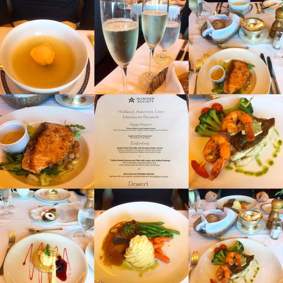 Cruising with Danny and Peter, Holland America Line, Zuiderdam, Kiel, Hamburg, Germany | Stunning views of the Baltic Sea during the Jewels of the Baltic Cruise on the Zuiderdam, showcasing picturesque Scandinavian ports of call, guests celebrating at the Mariner Society lunch, and elegant scenes from the Baltic gala night experience, including a beautifully set dining room and exquisite gourmet dishes.